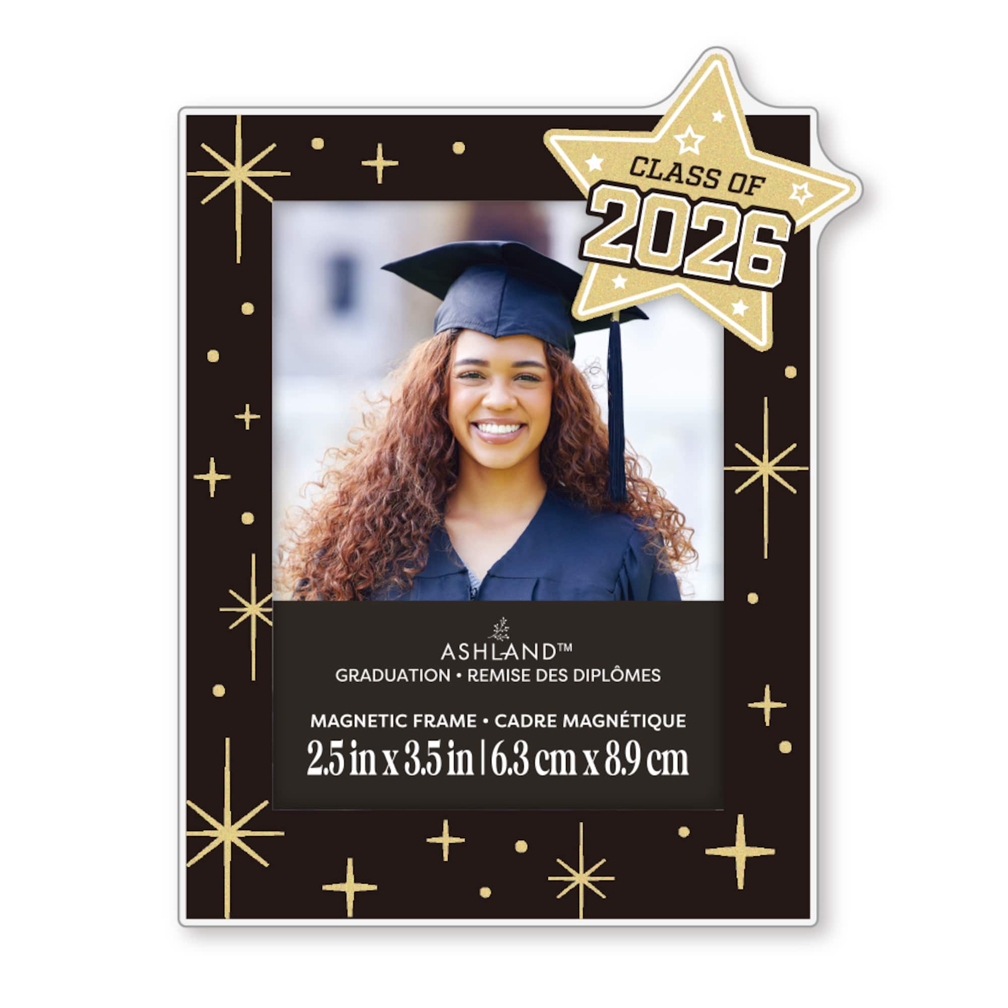 2.5" x 3.5" Black & Gold Star 2026 Magnetic Frame, Graduation by Ashland®